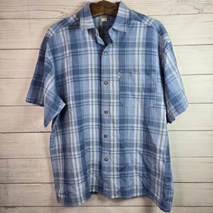 VTG CalTop Button Up Shirt Mens XL Blue Plaid OG Lowrider Chicano Skater USA